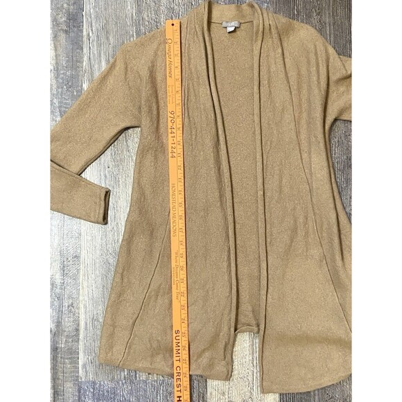 J Jill Cardigan Sweater Open Front Long Wool Blend Small Camel Brown Minimalist - Picture 6 of 9